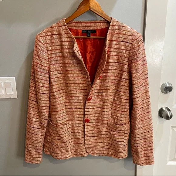 LAFAYETTE 148 Orange Tweed Blazer Size 14 - Picture 3 of 15
